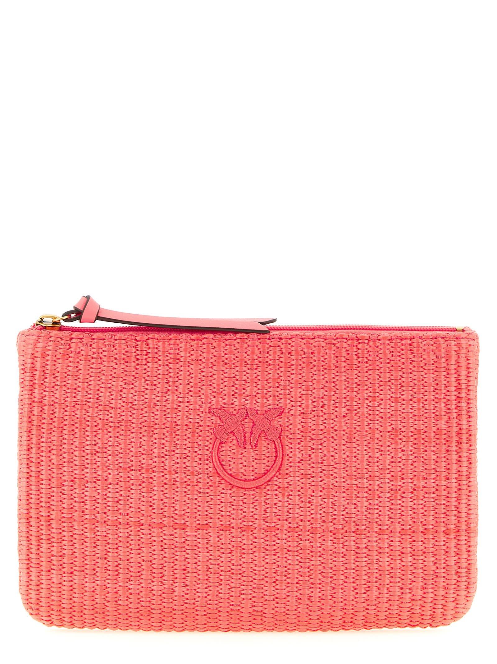pinko raffia clutch