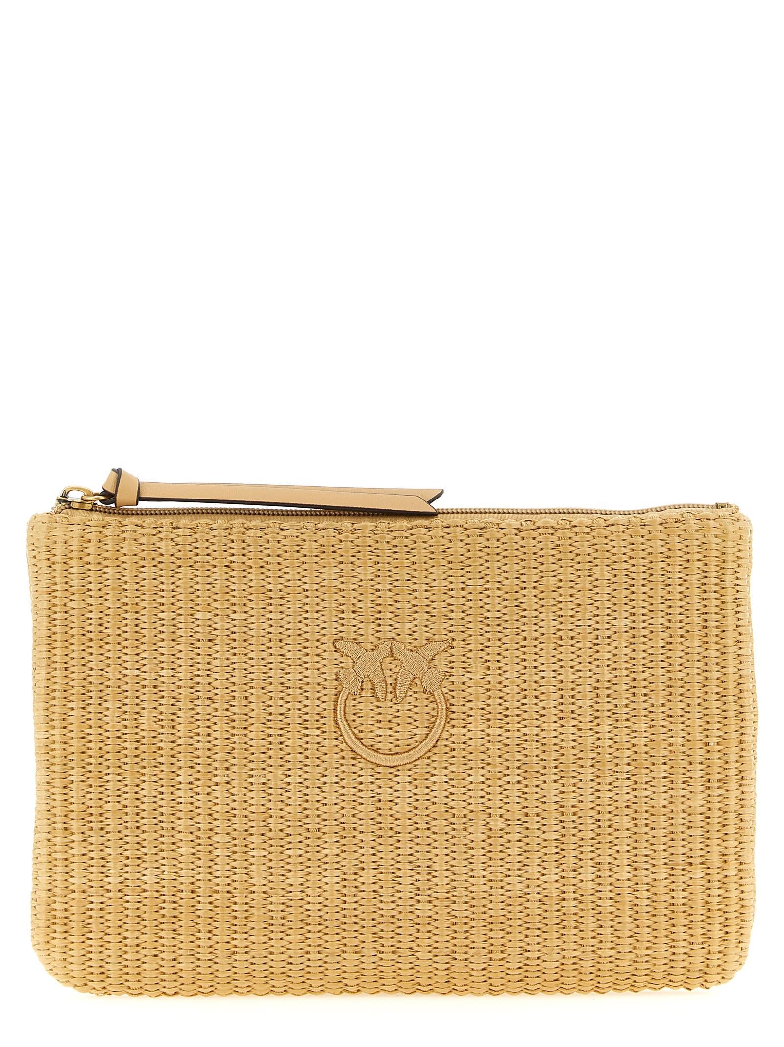 pinko raffia clutch