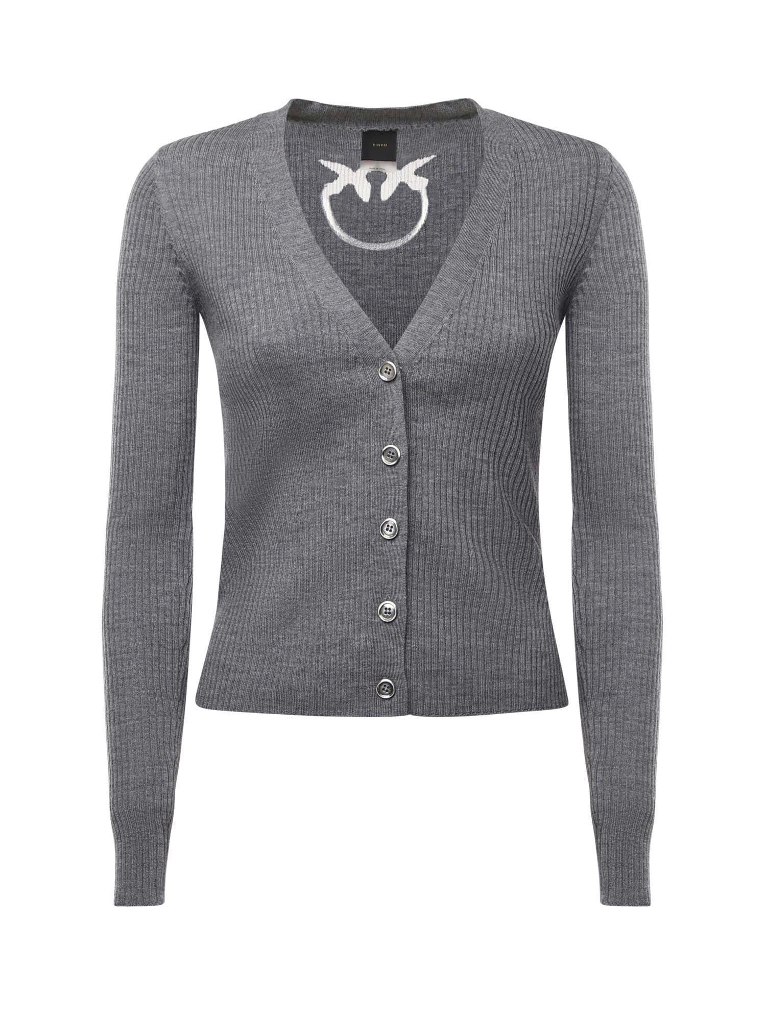 pinko ribbed cardigan with logo