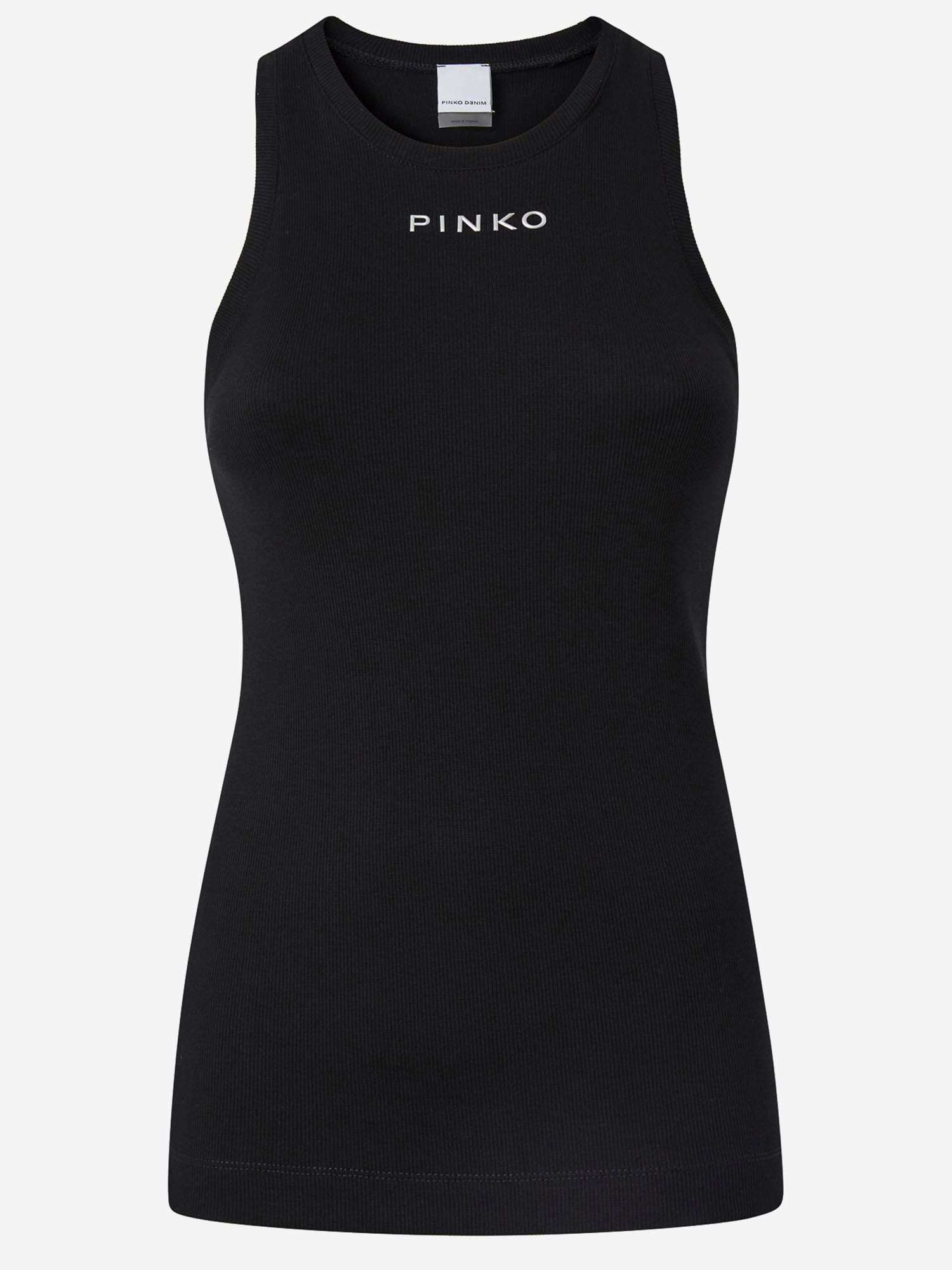 pinko ribbed knit tank top with logo