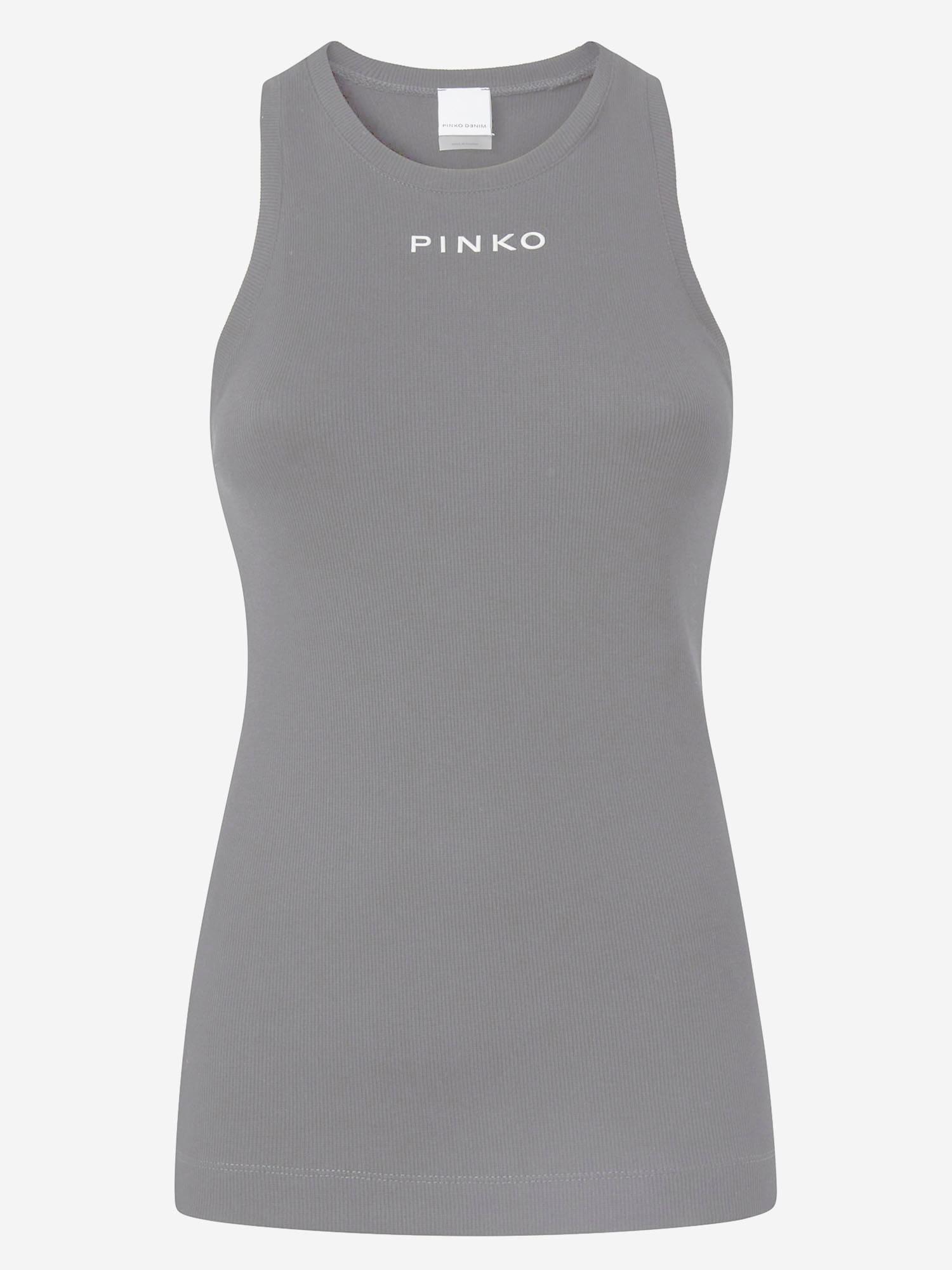 pinko ribbed knit tank top with logo
