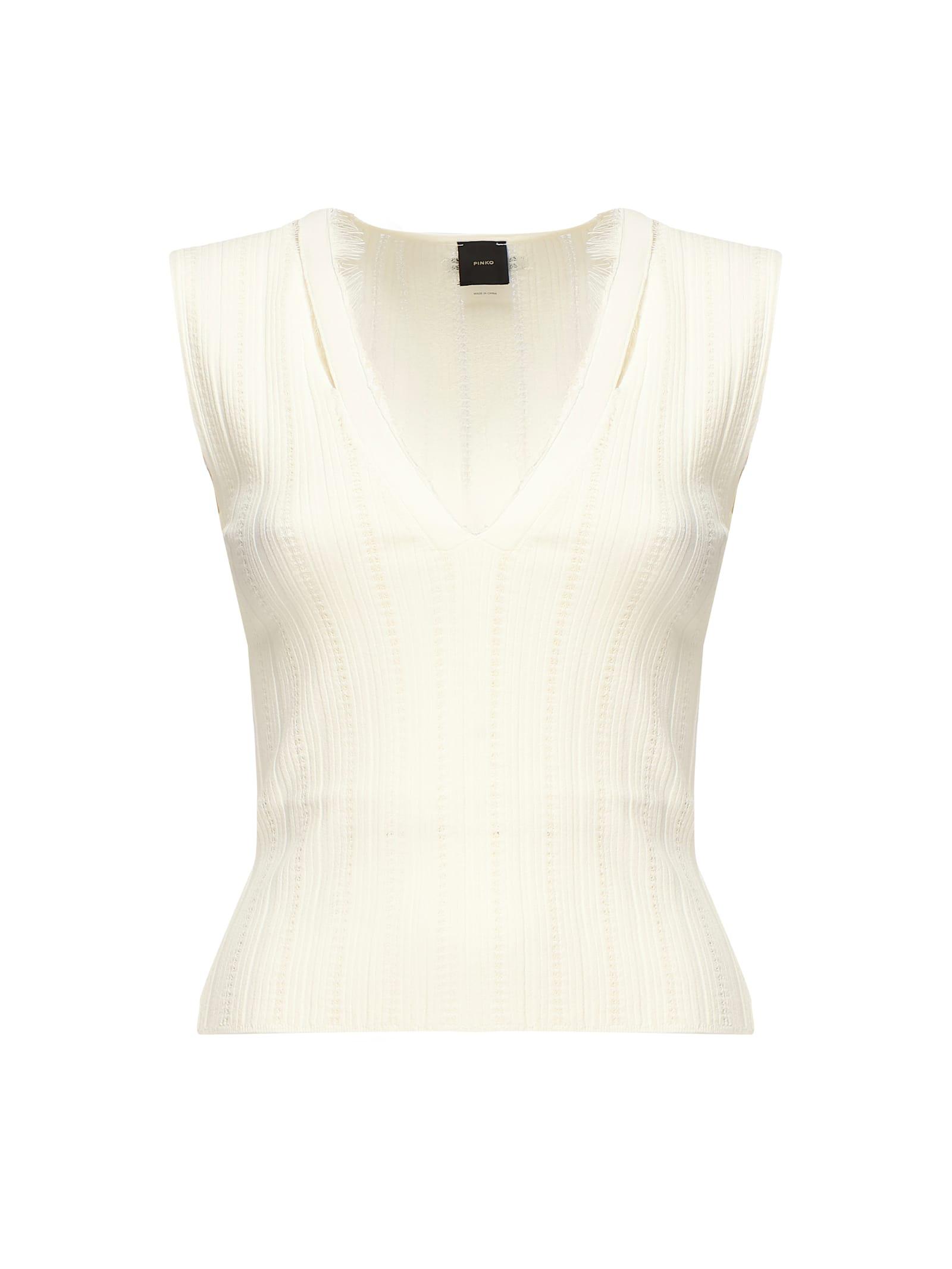pinko ribbed silk and cashmere sleeveless top