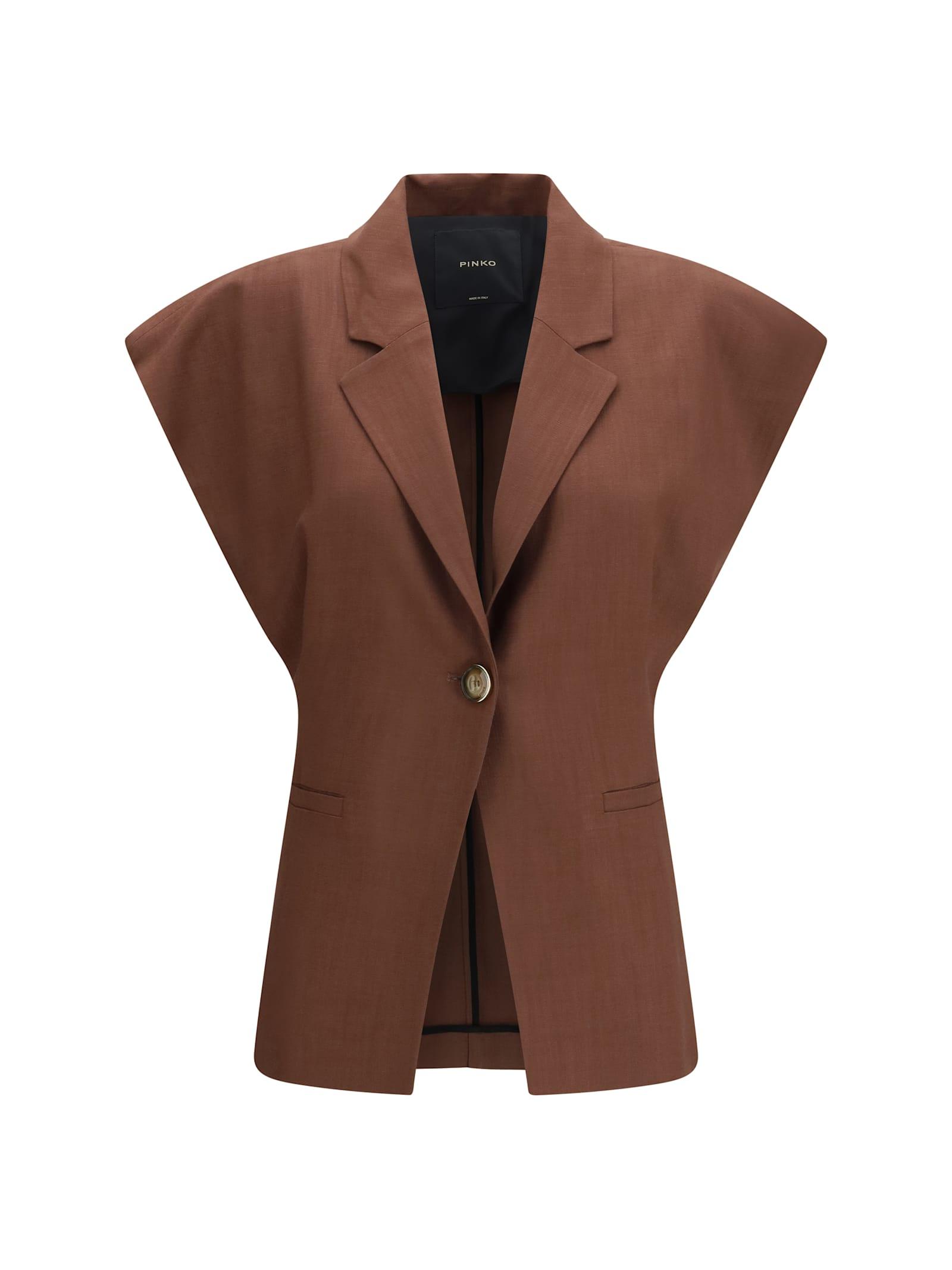 pinko rustic-effect sleeveless jacket