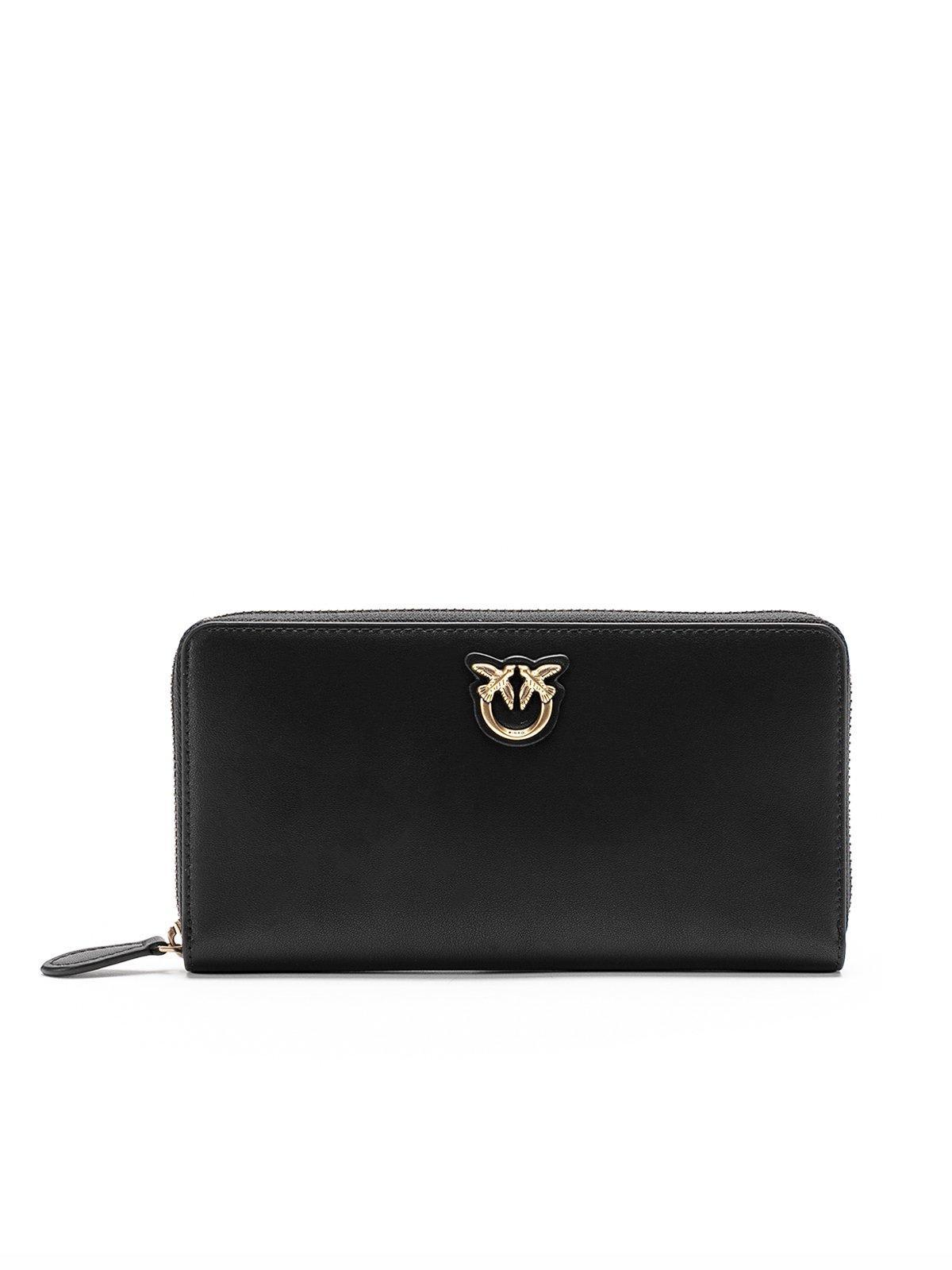 pinko ryder leather zip around wallet