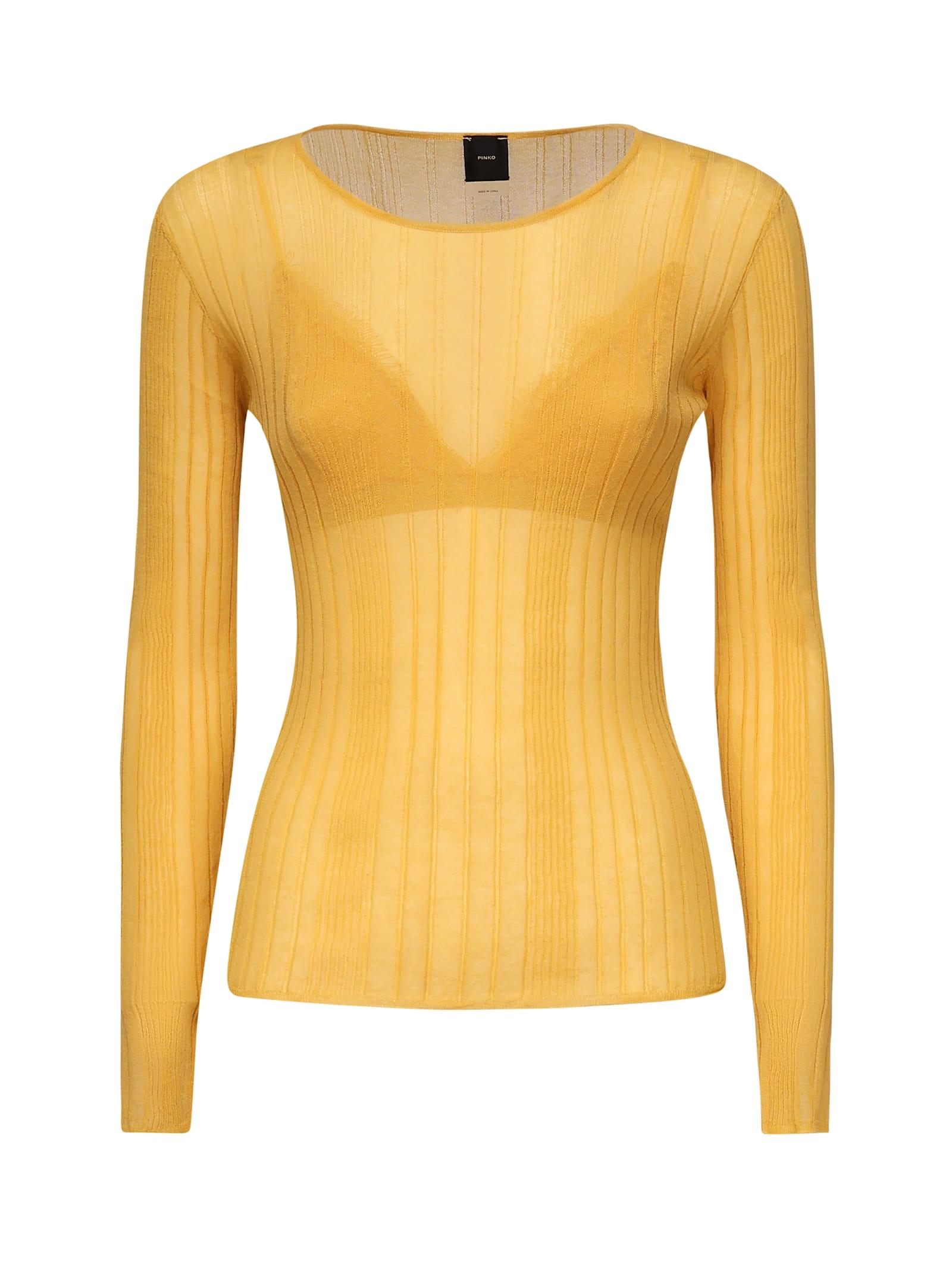 pinko semi-sheer ribbed sweater