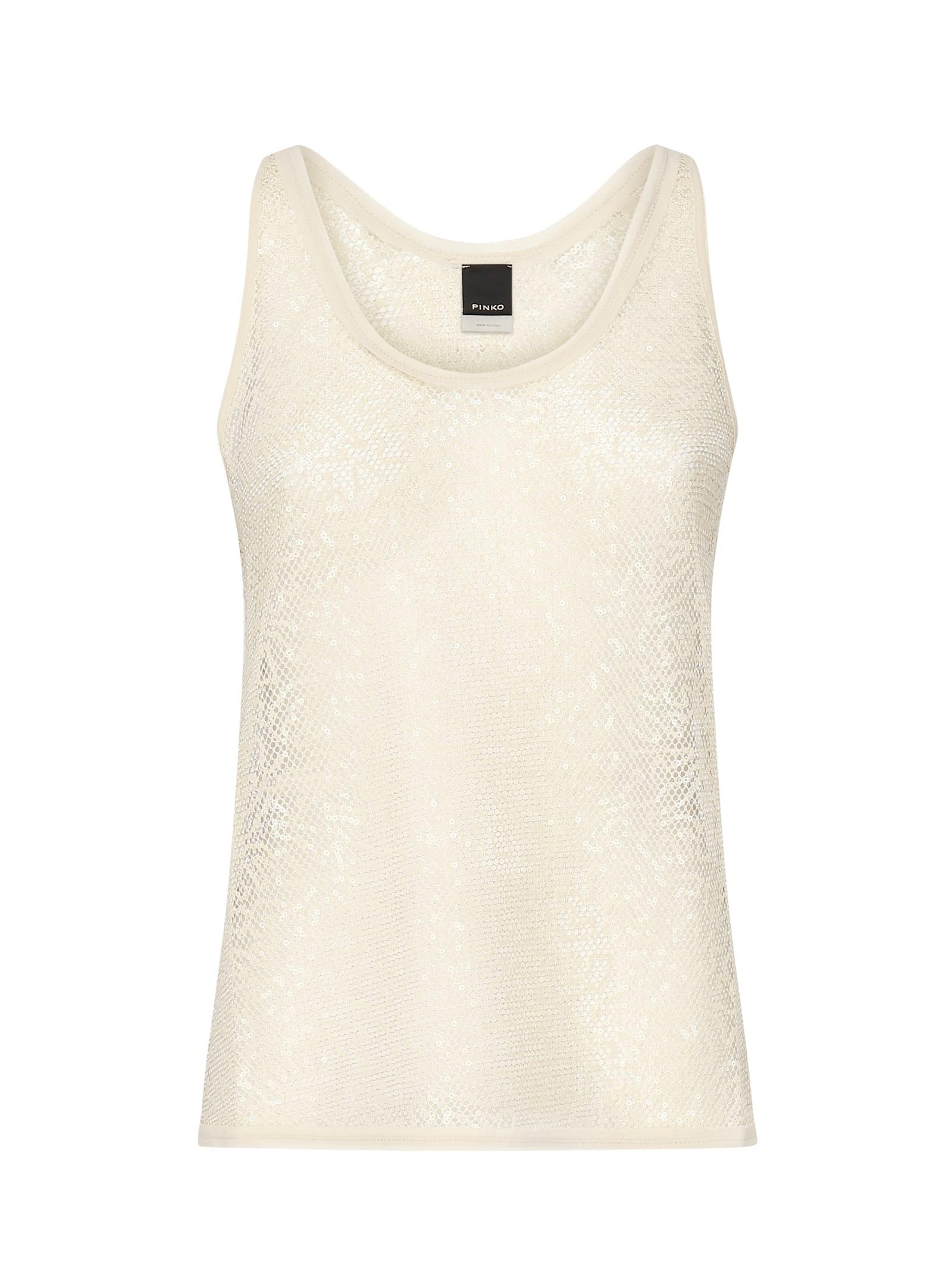pinko sequin mesh tank top