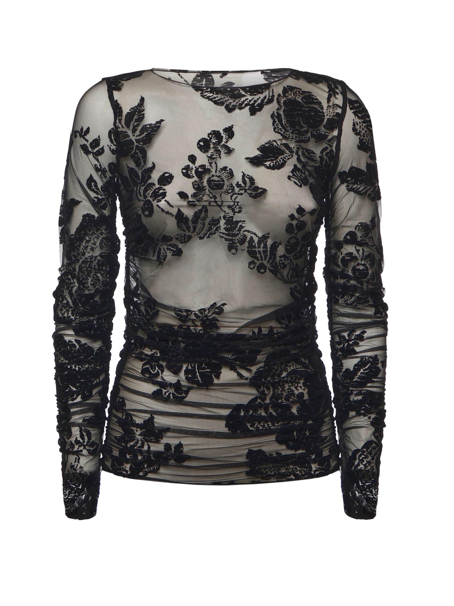 pinko sheer flock print sweater