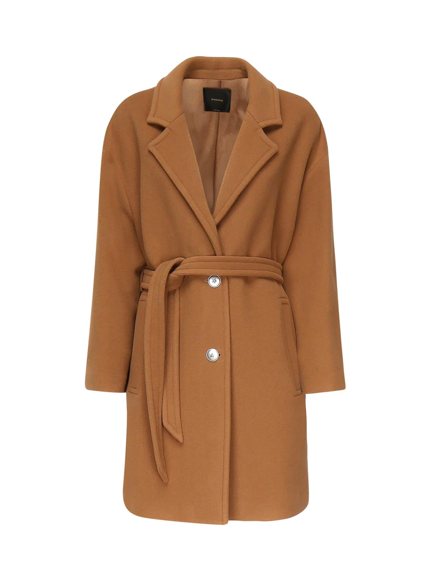 pinko single-breasted wool blend coat