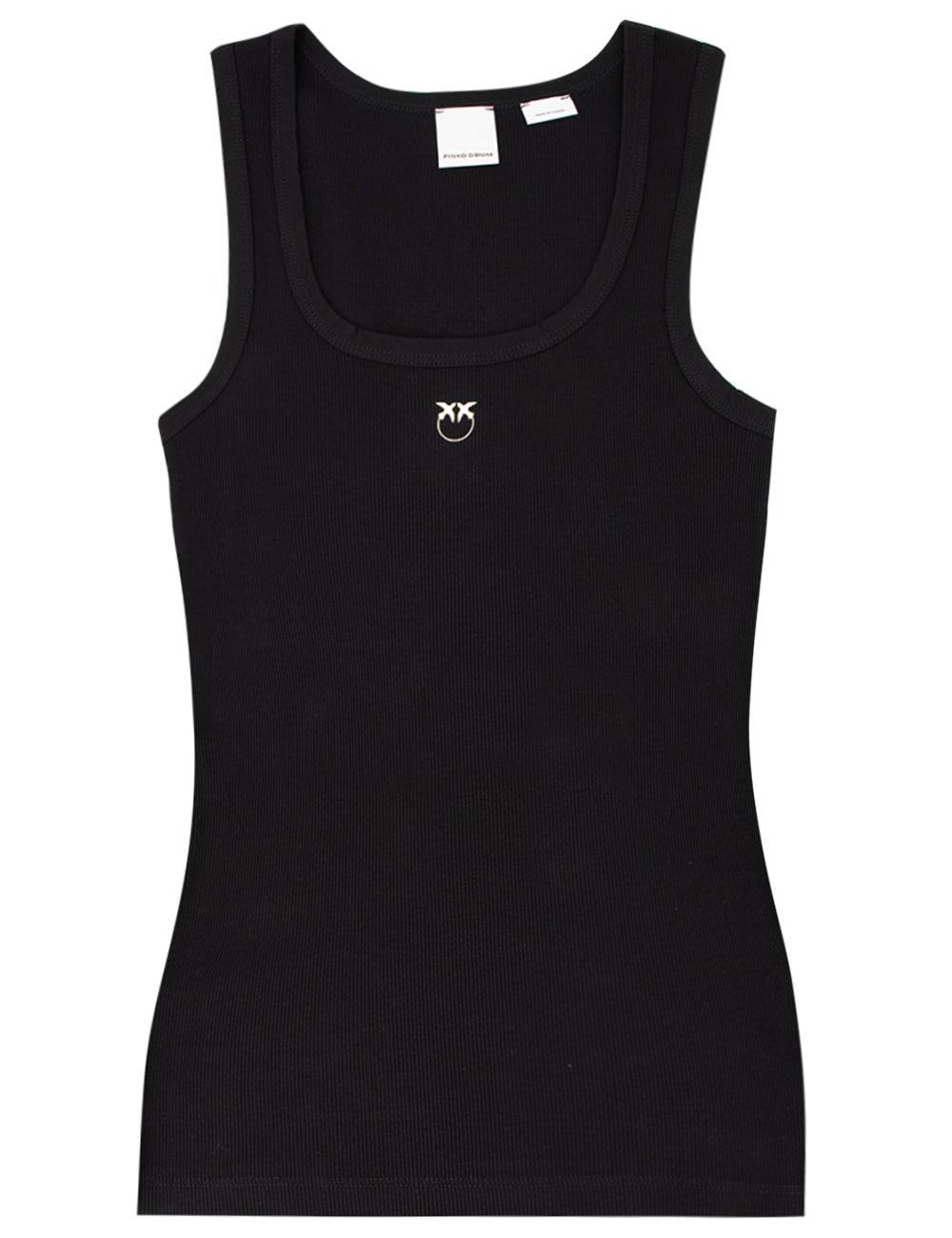 pinko stretch cotton tank top with logo