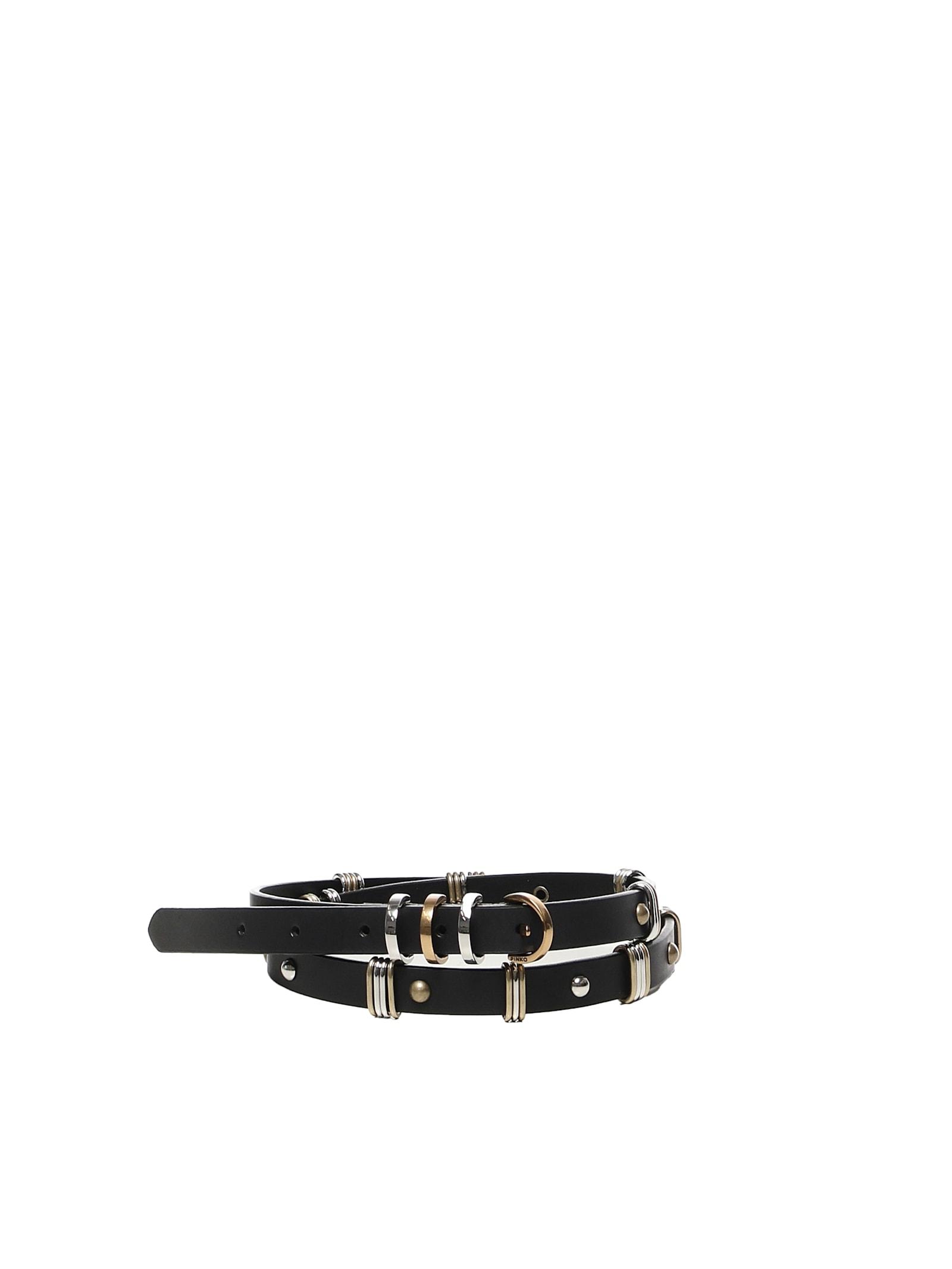 pinko thin leather belt