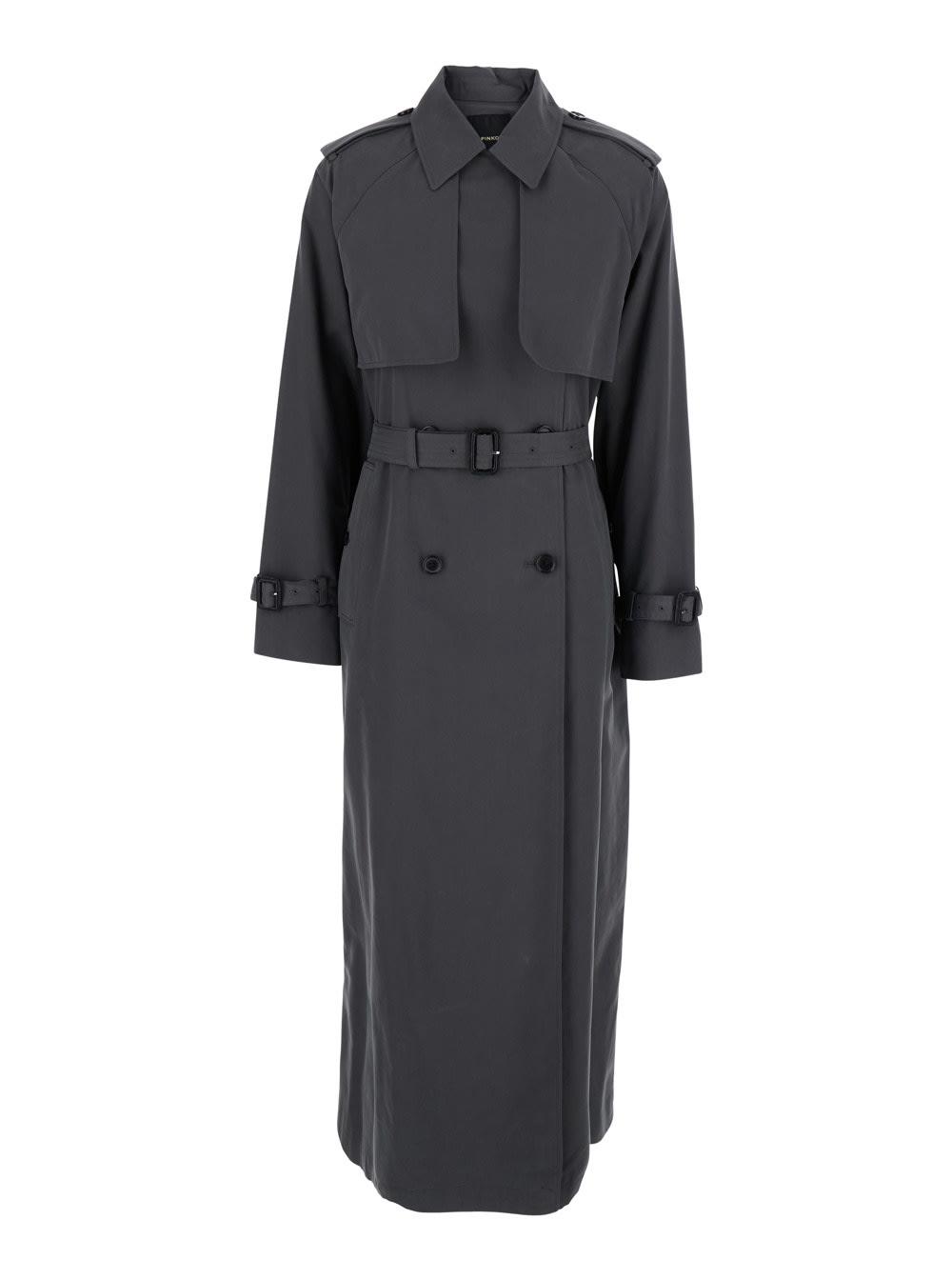 pinko trench toffee with wind flap and belt