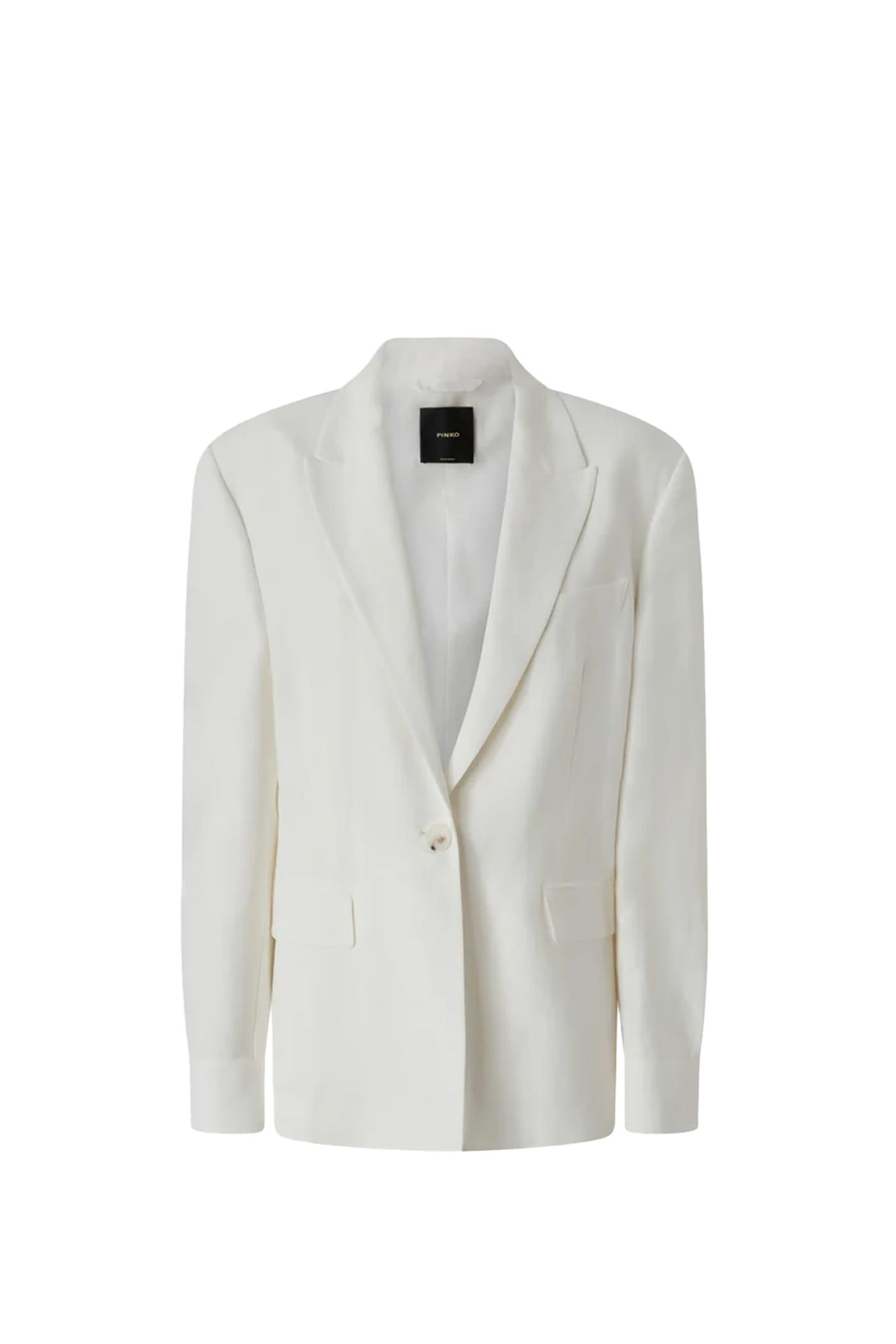 pinko viscose and linen single-breasted jacket
