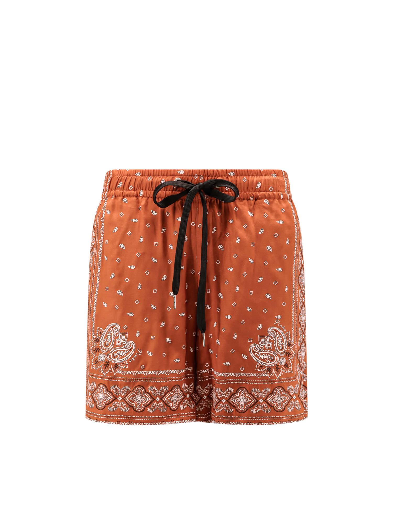 pinko viscose shorts with bandana print