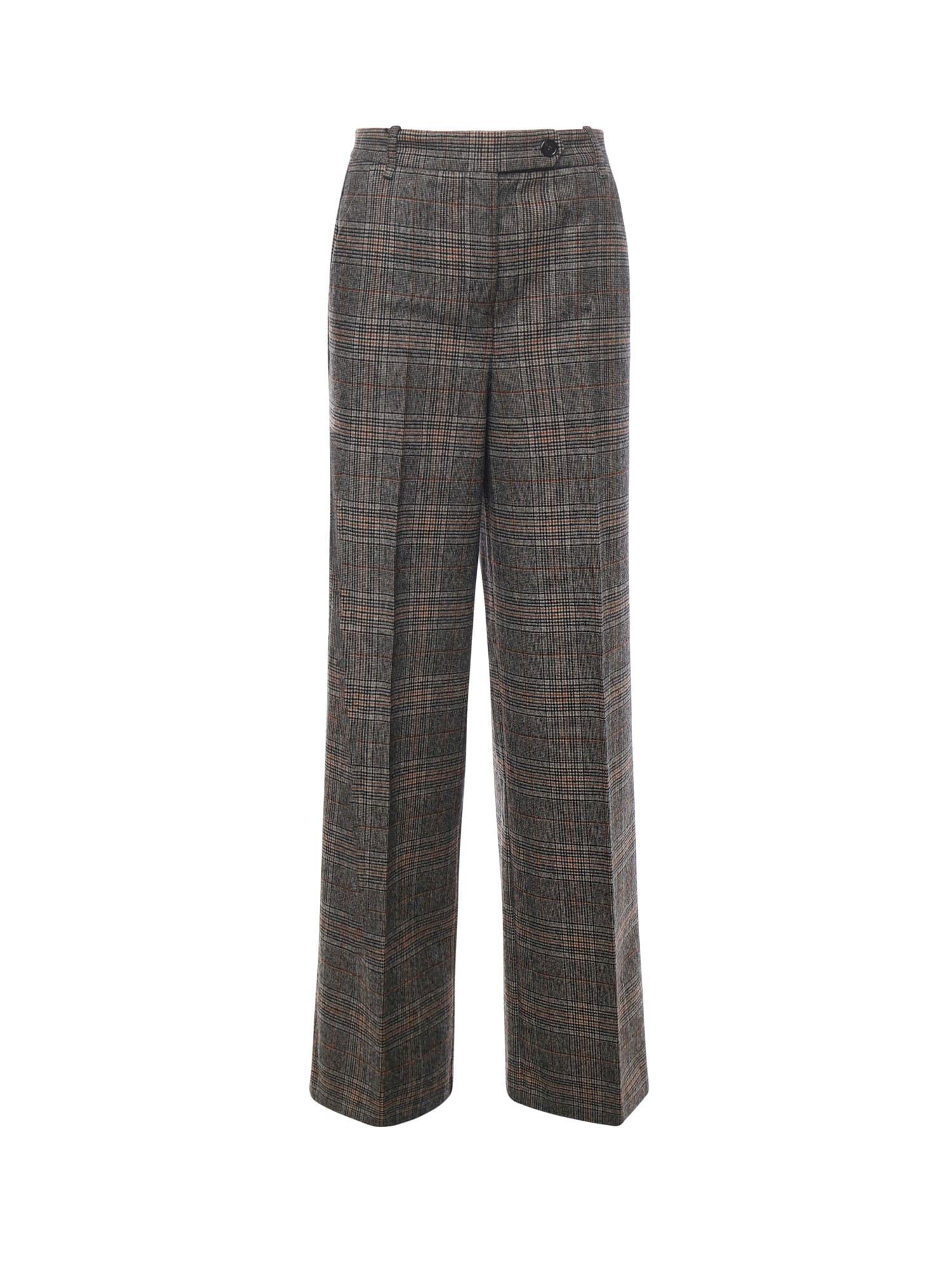 pinko wide-leg trousers with check pattern