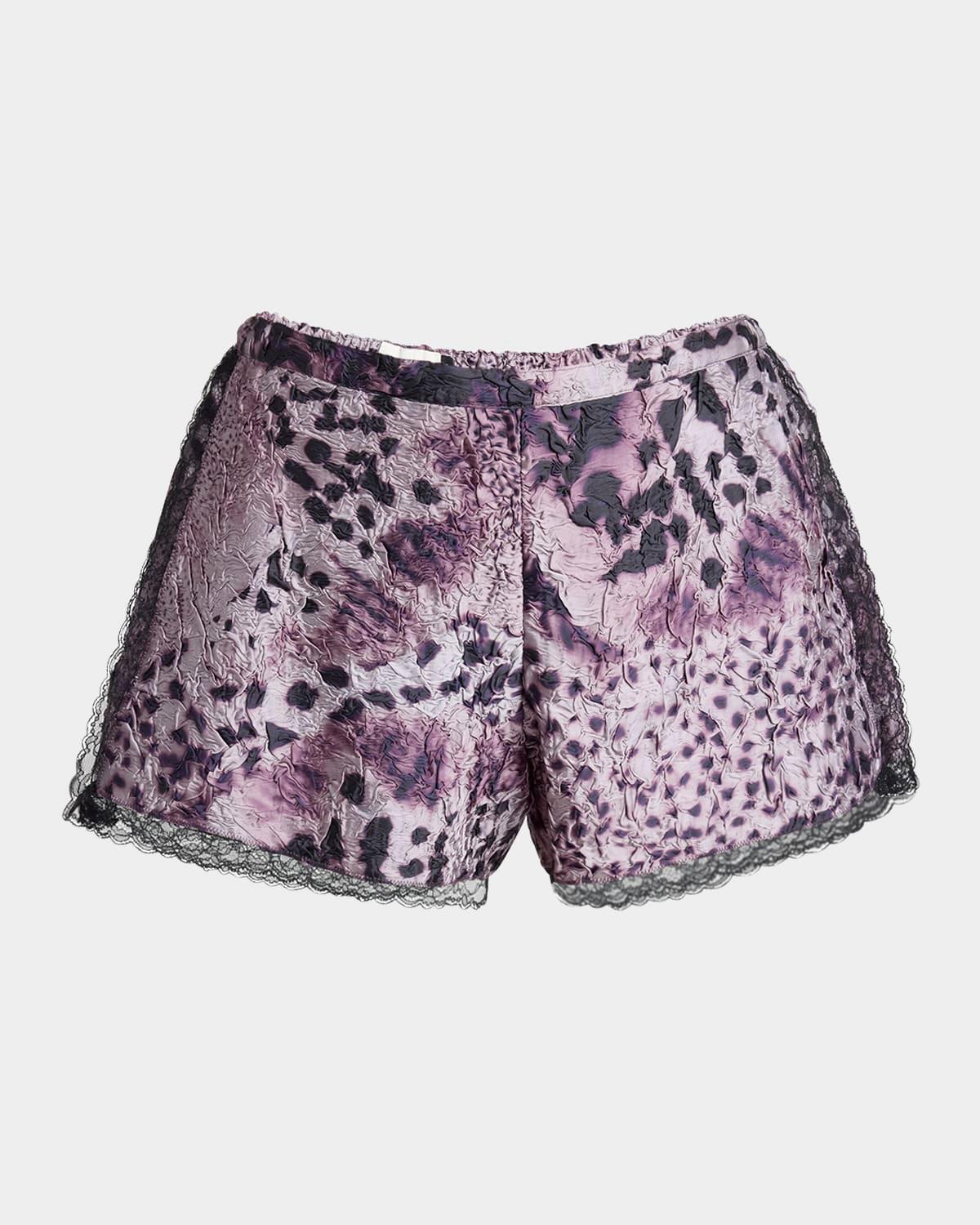 pinky lace-trim crinkle shorts