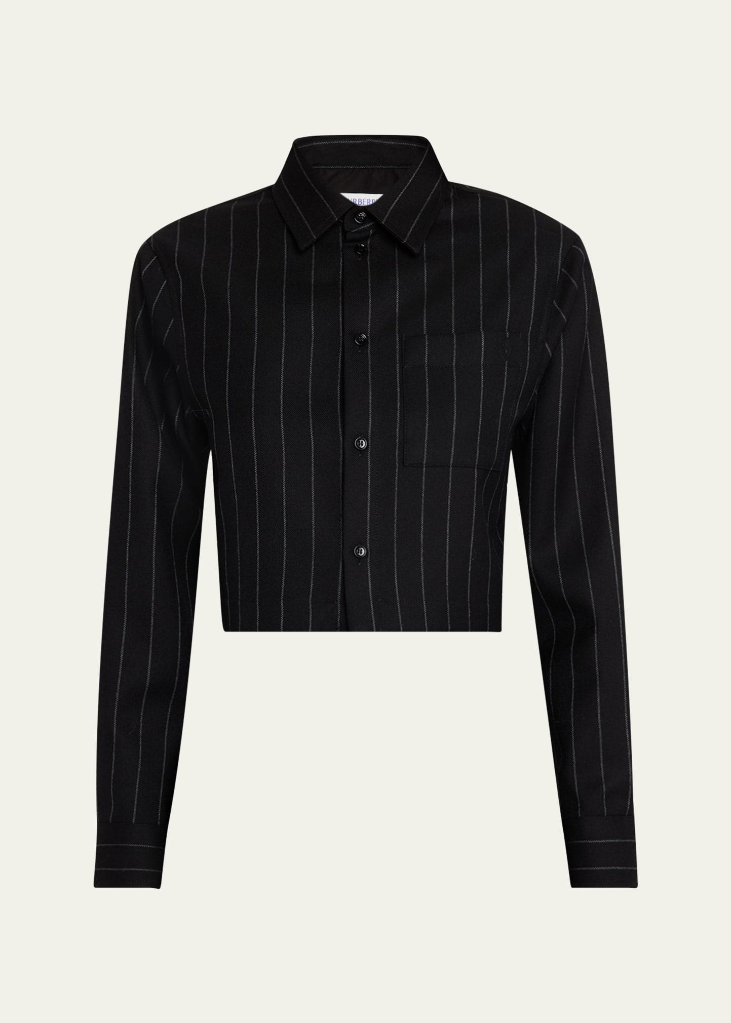 pinstripe cropped wool blouse