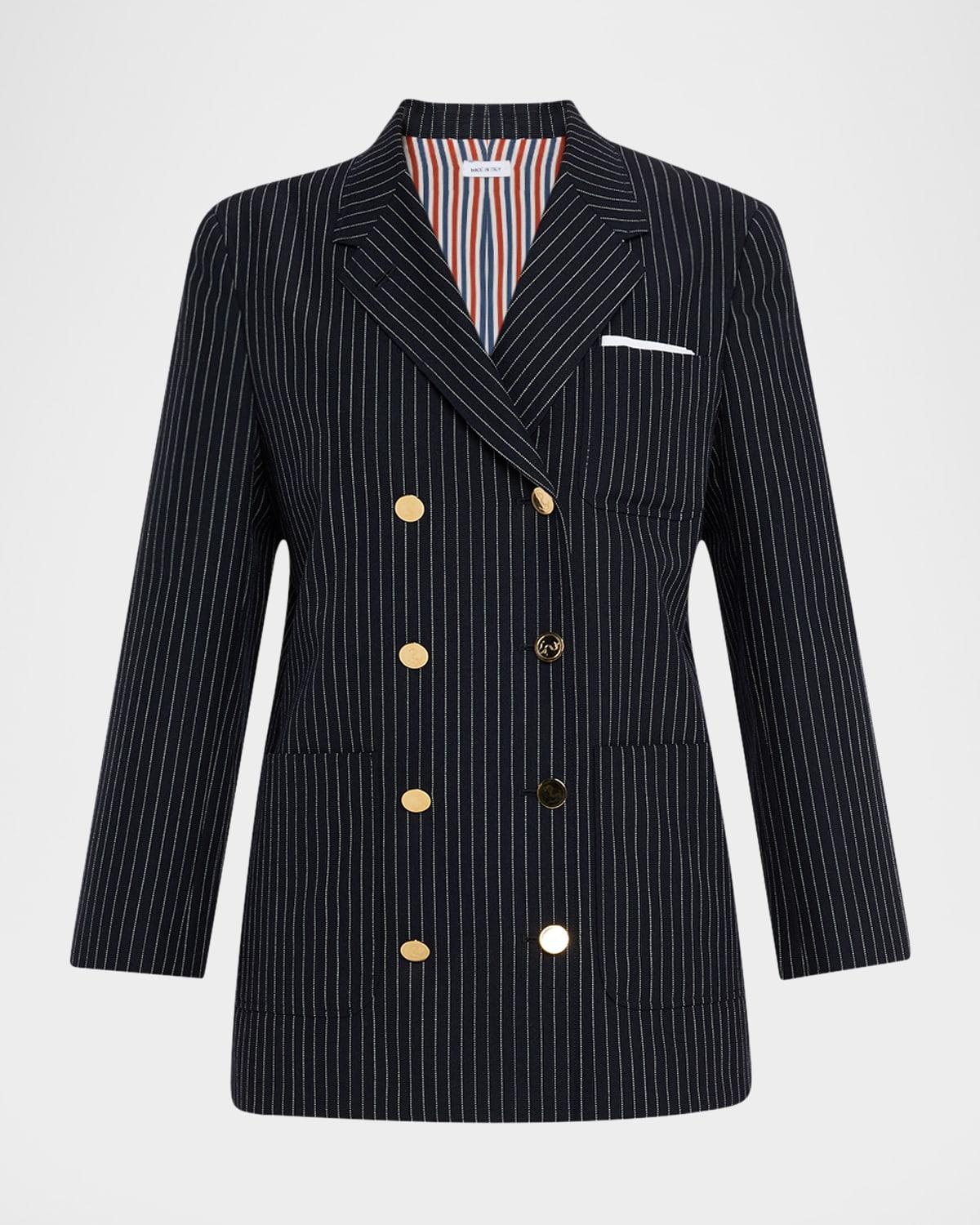 pinstripe double-breasted sack sport coat