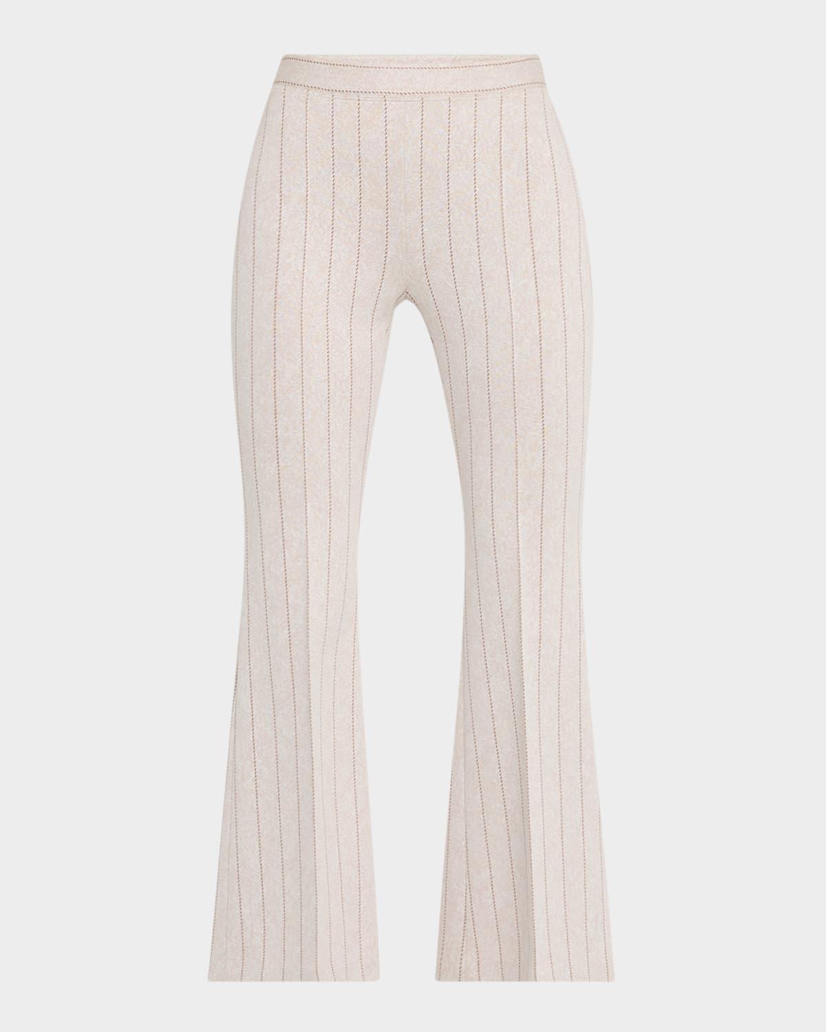 pinstripe flare pull-on crop pants