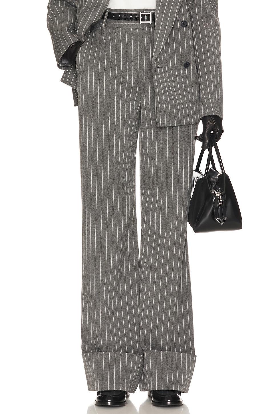 pinstripe high waist cuffed pants
