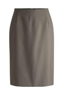 pinstripe pencil skirt in high-twist wool- light grey women's business skirts