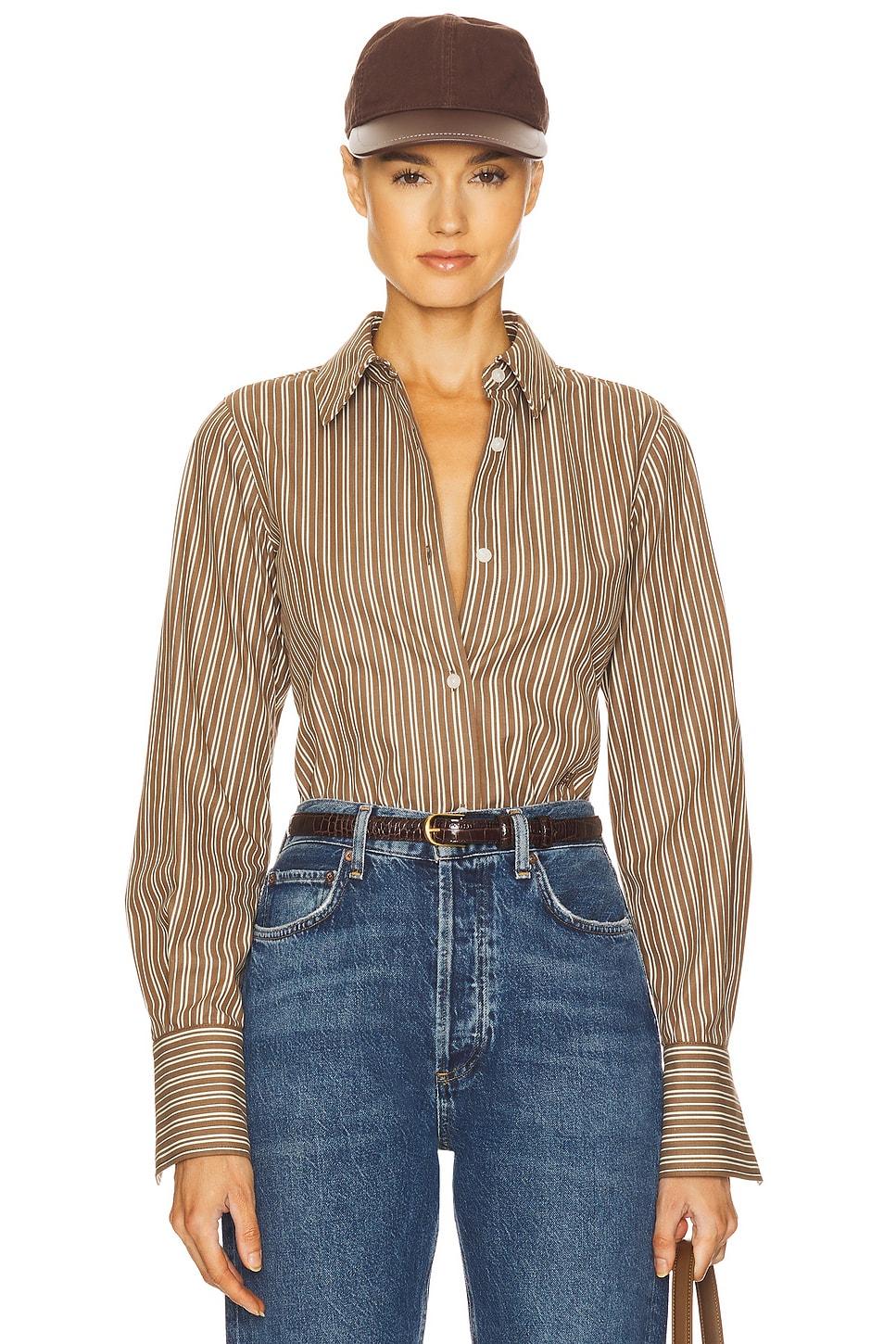 pinstripe poplin fitted shirt