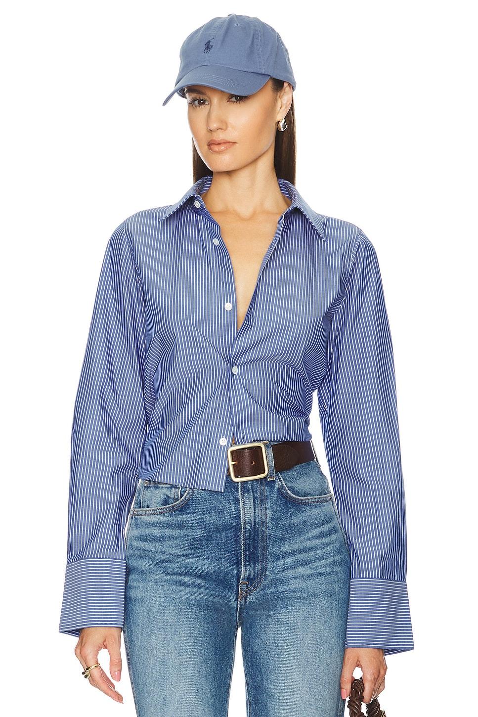 pinstripe poplin fitted shirt