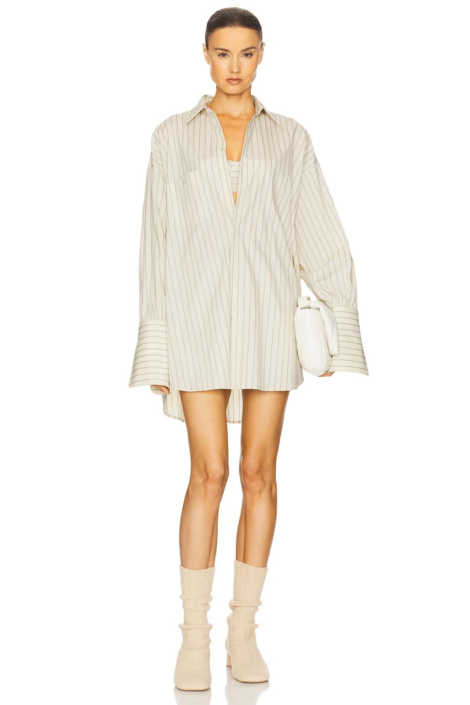 pinstripe poplin oversized shirt