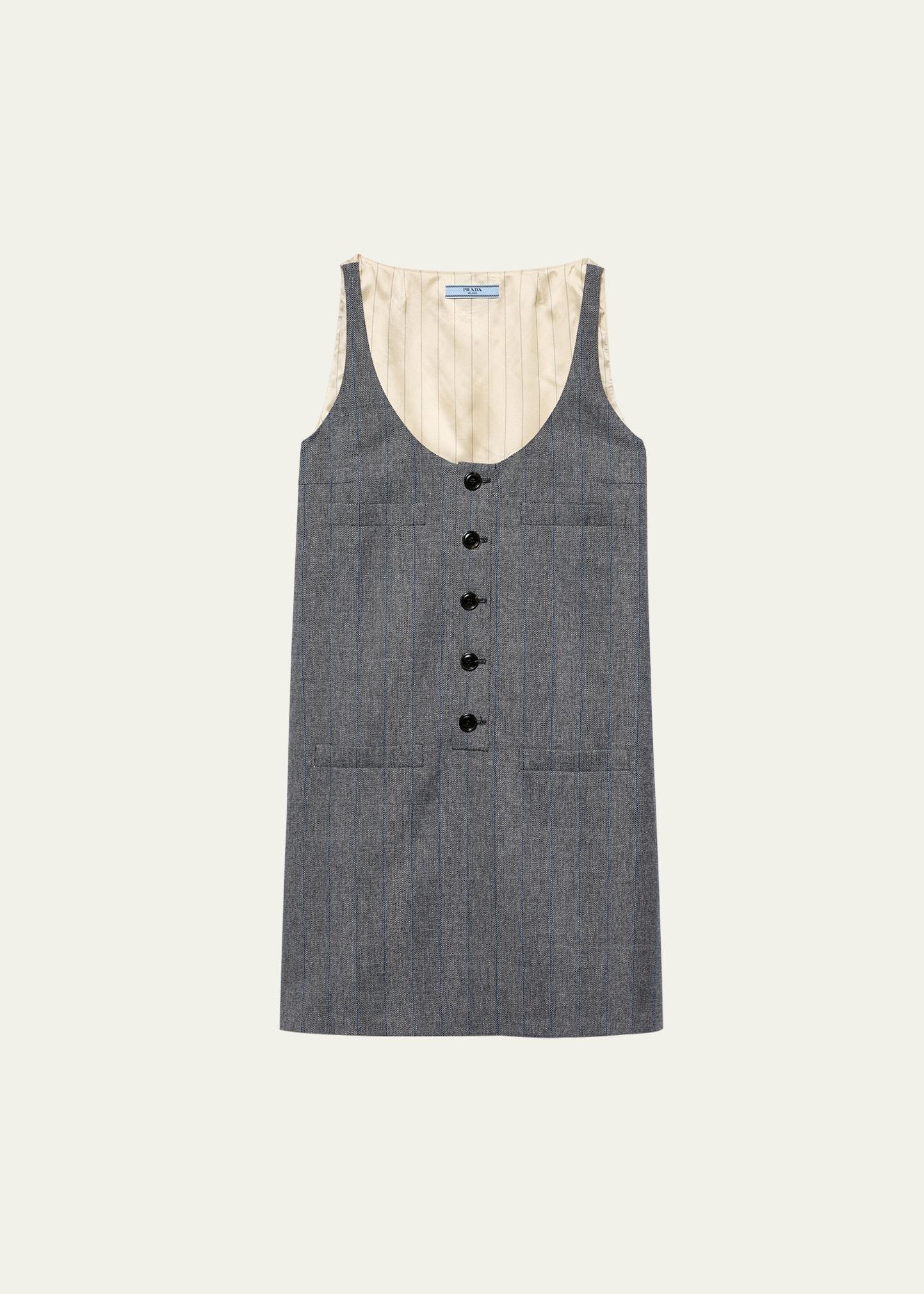 pinstripe silk back wool mini dress