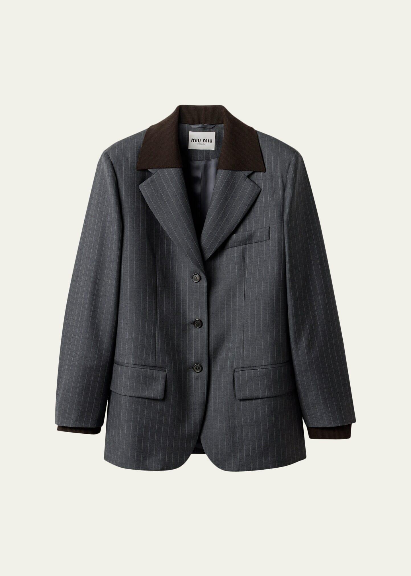 pinstripe single-breasted blazer jacket