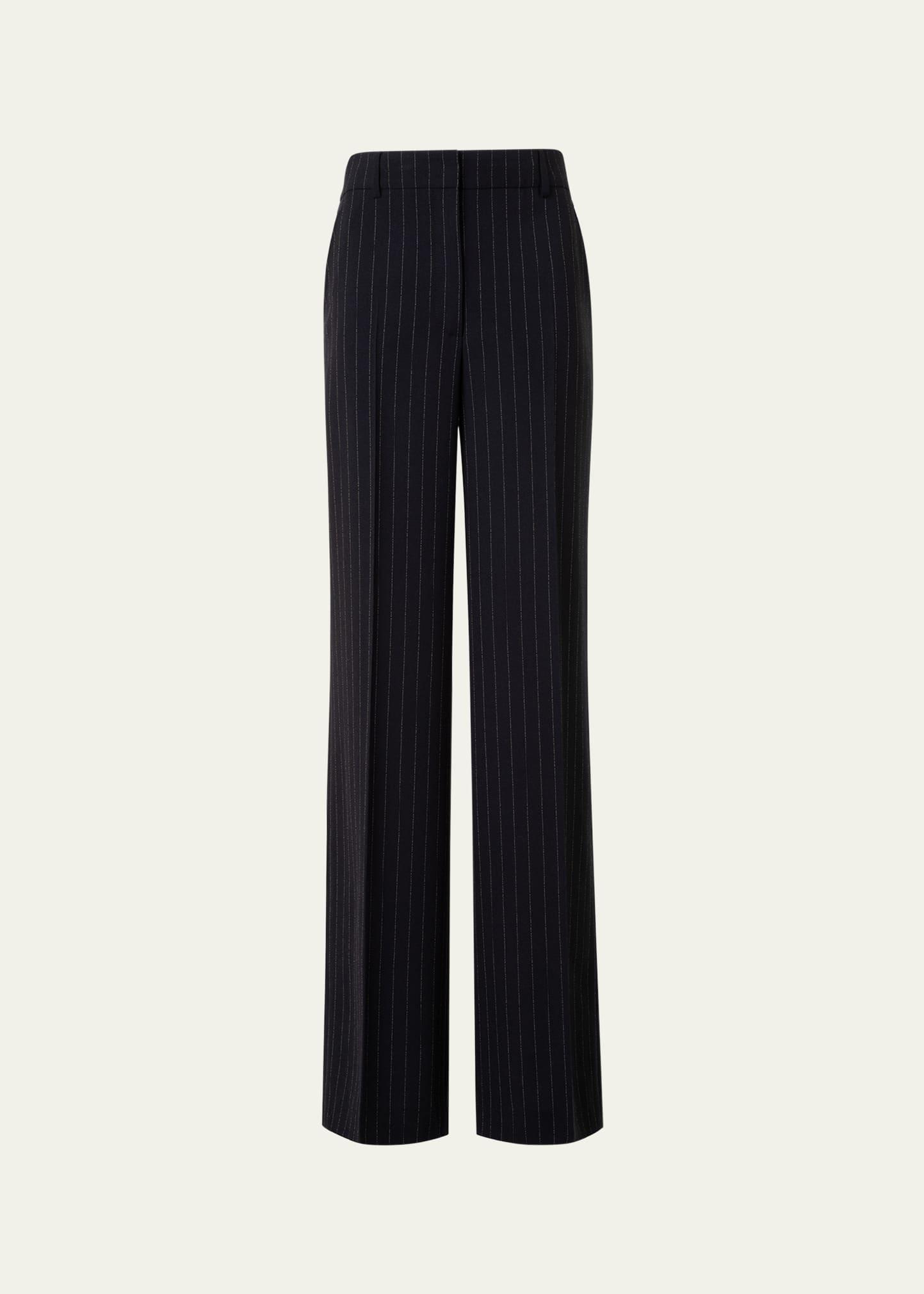 pinstripe straight wool trousers