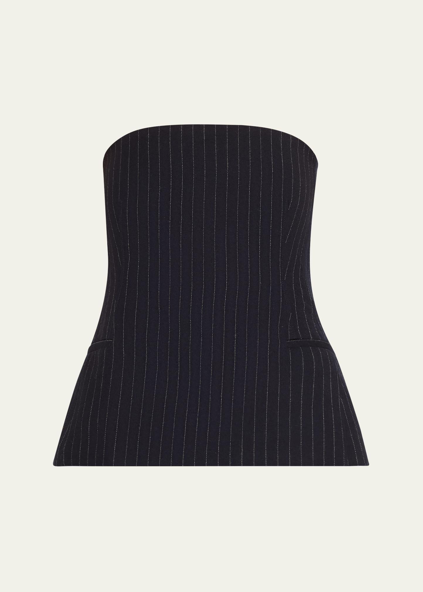pinstripe tailored bustier wool top