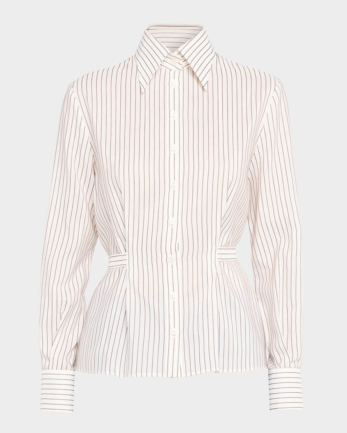 pinstripe tie-waist shirt