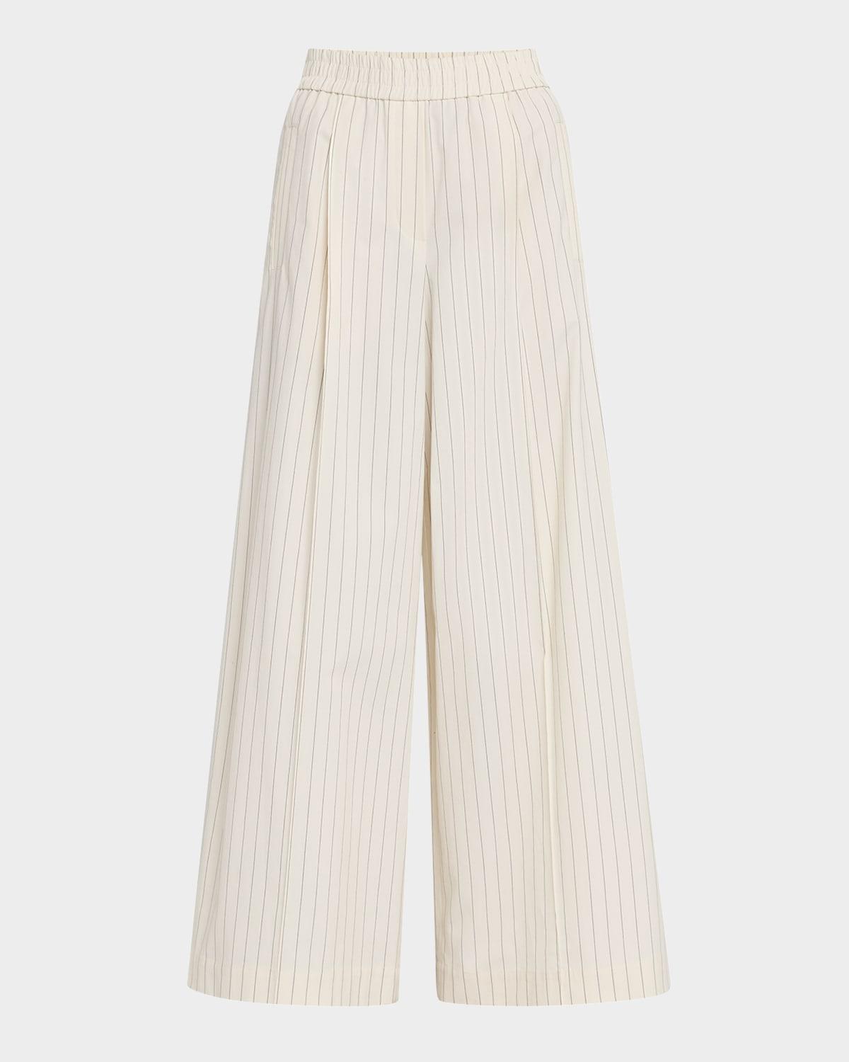 pinstripe wide leg poplin pants