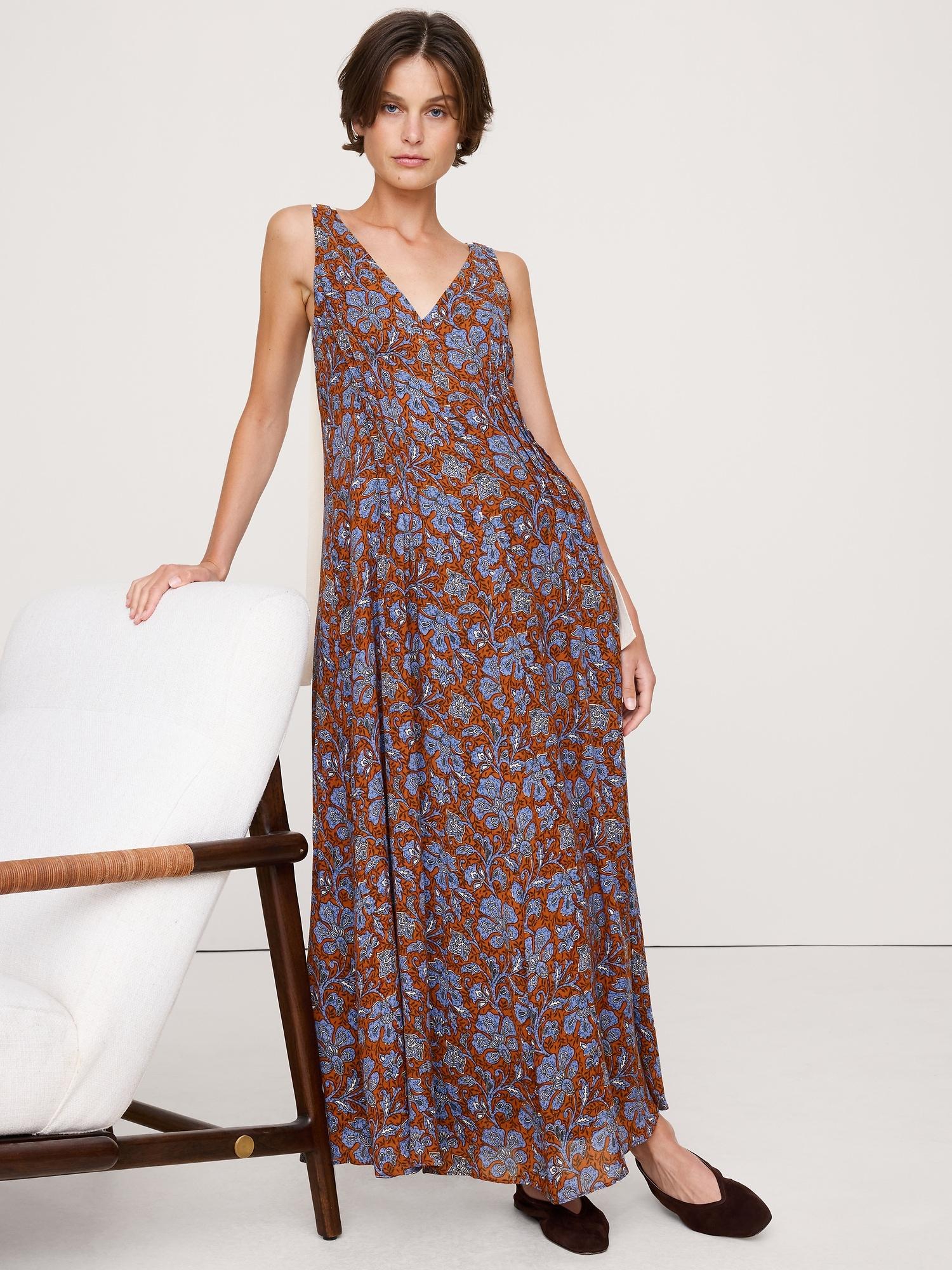 pintuck maxi dress
