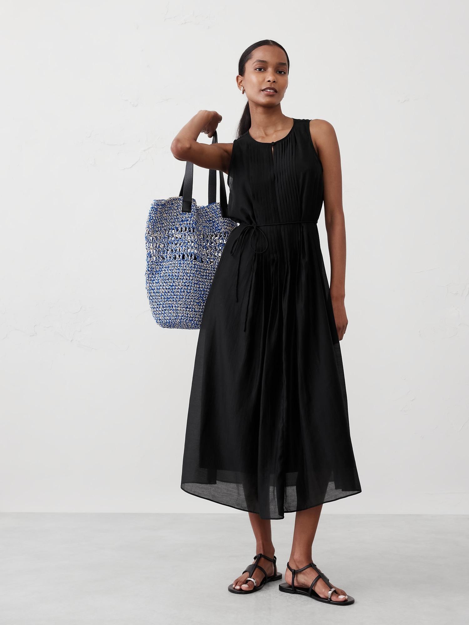 pintuck organza midi dress