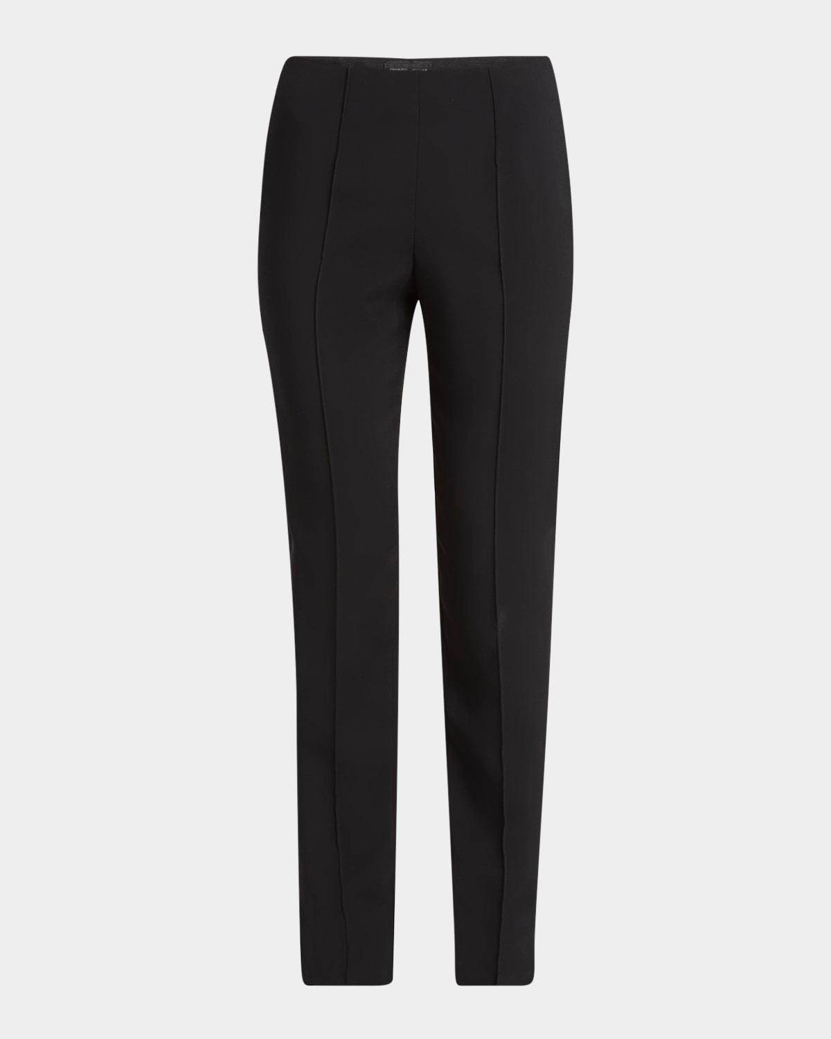 pintuck slim-leg cady trousers