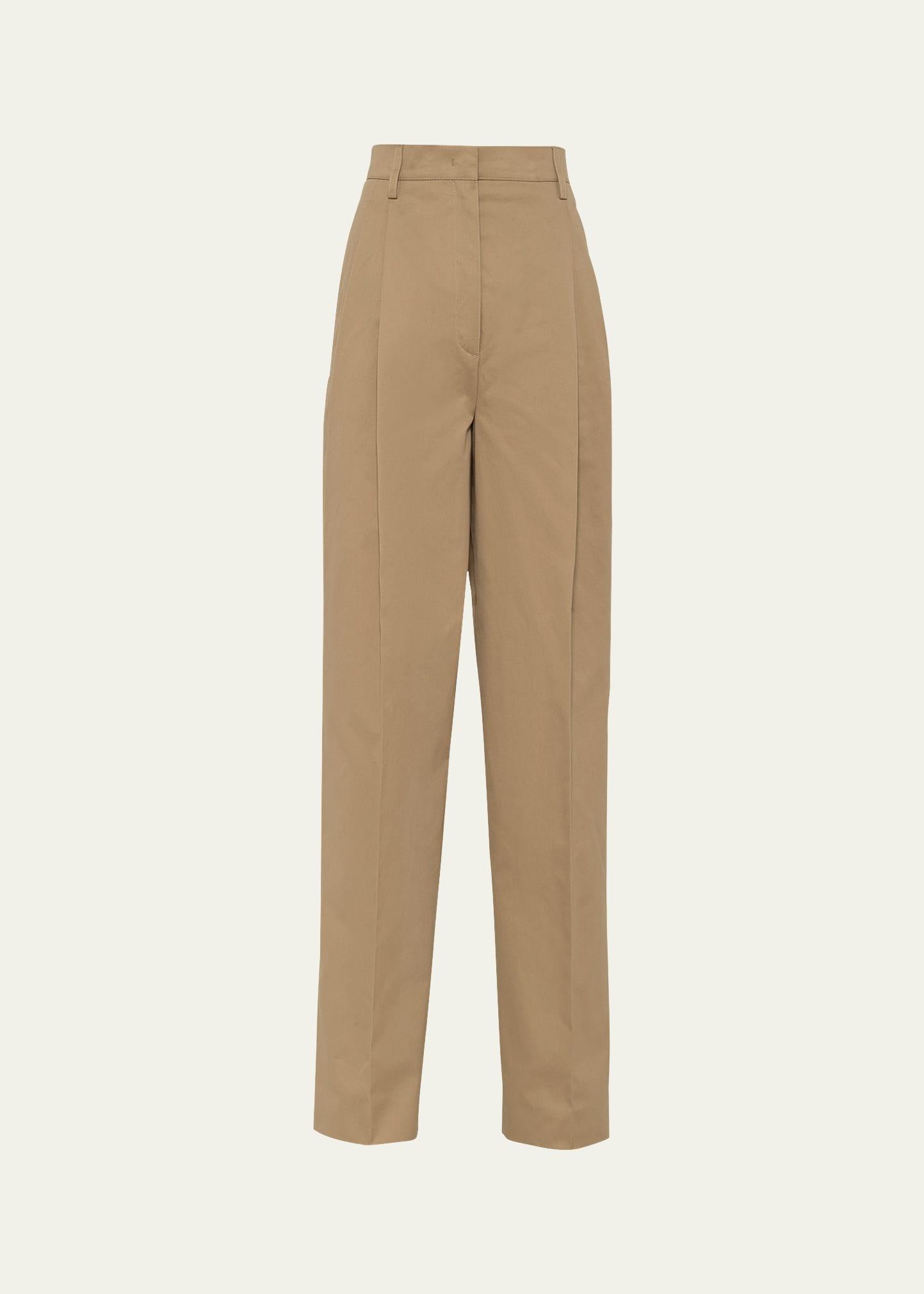 pintuck straight leg cotton pants