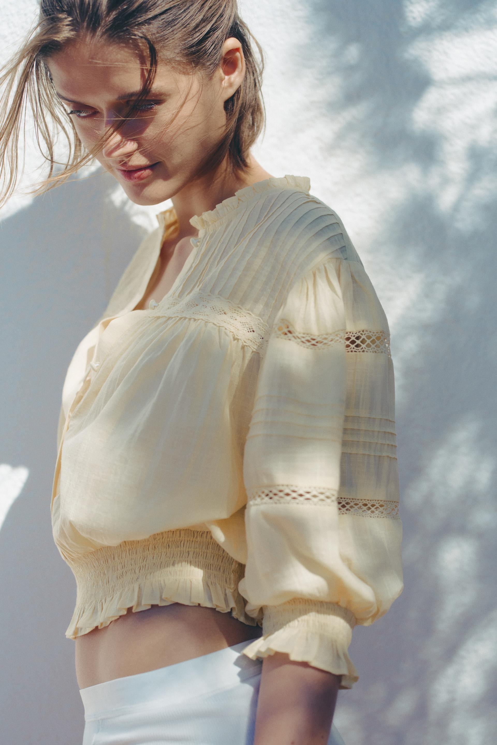 pintucked cotton blouse
