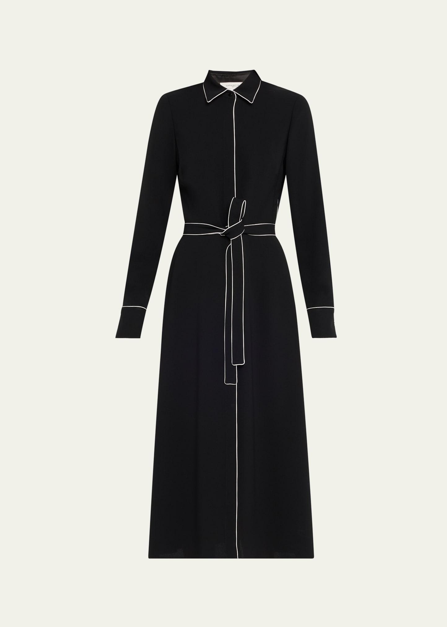 piped a-line midi shirtdress