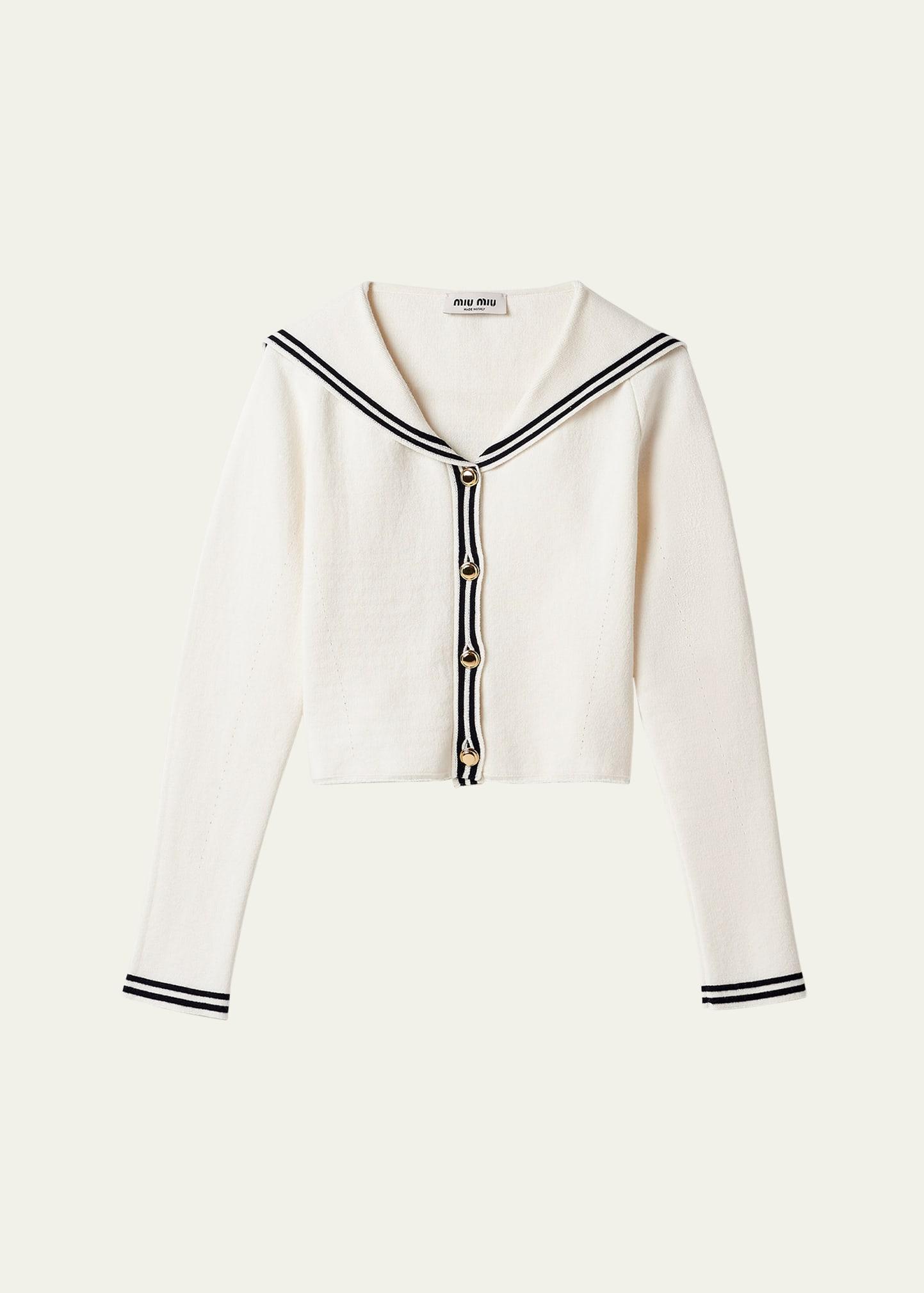 piped sailor collar cropped cardigan