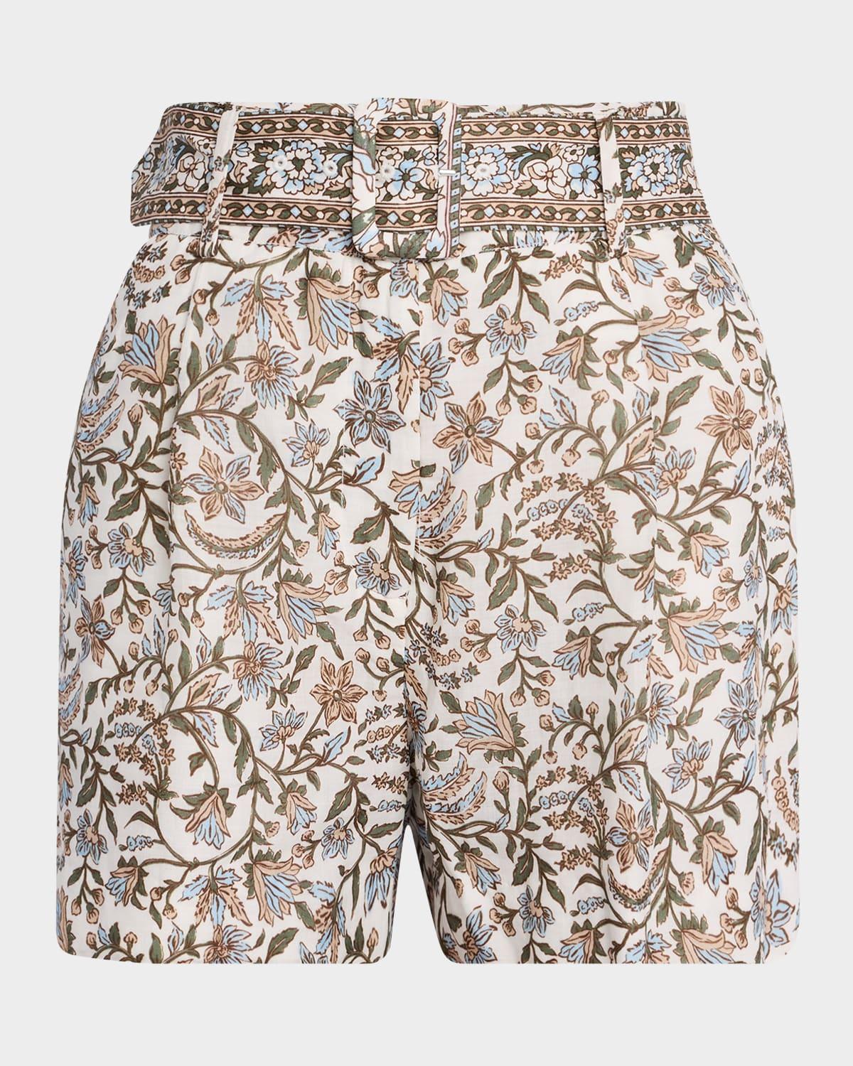 piper belted floral shorts