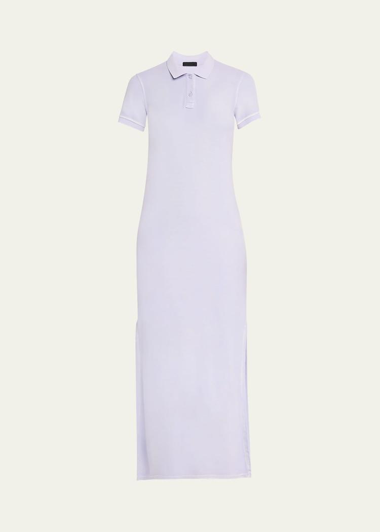 pique with wash short-sleeve polo dress