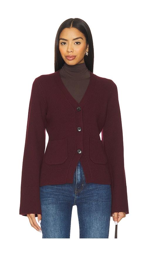 pistola aeron v-neck cardigan in wine.
