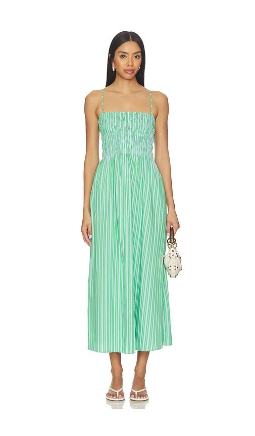 pistola bianca shirred bodice dress in green,blue.