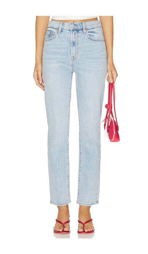 pistola bri ankle high rise slim straight jeans in blue.