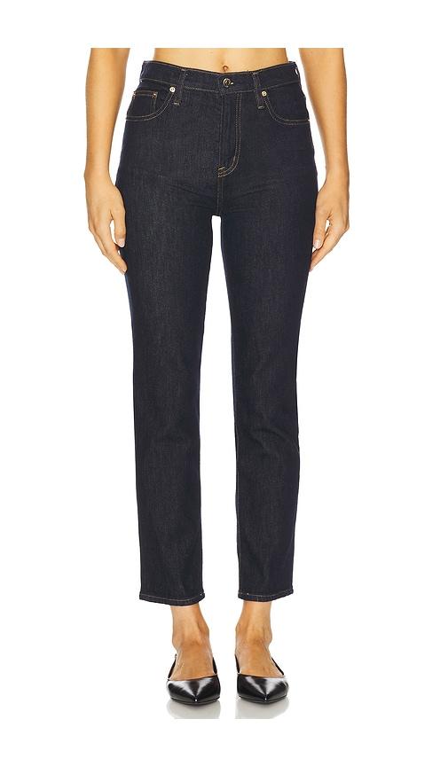 pistola bri high rise slim straight ankle jeans in blue.