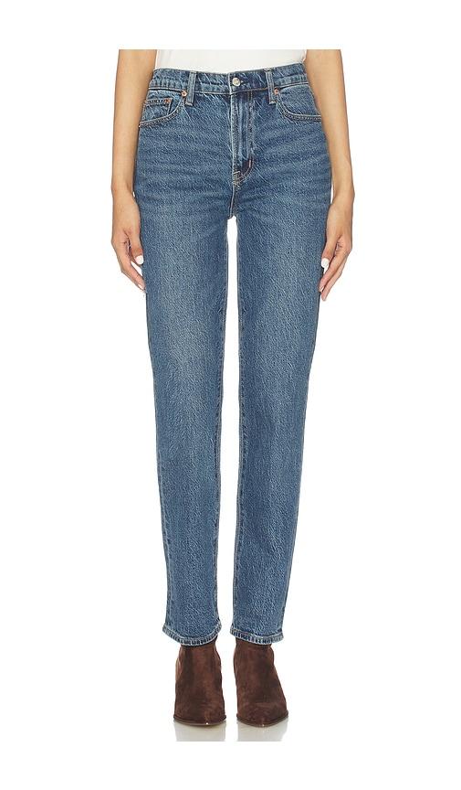 pistola bri high rise slim straight jeans in blue.