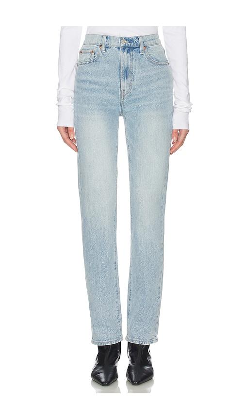 pistola bri high rise slim straight jeans in blue.