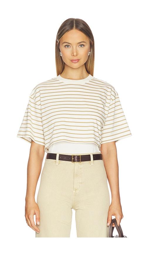 pistola camryn boxy tee overlay top in white,tan.