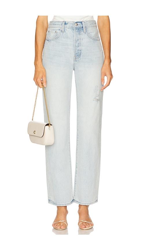 pistola cassie high rise crop straight jeans in blue.